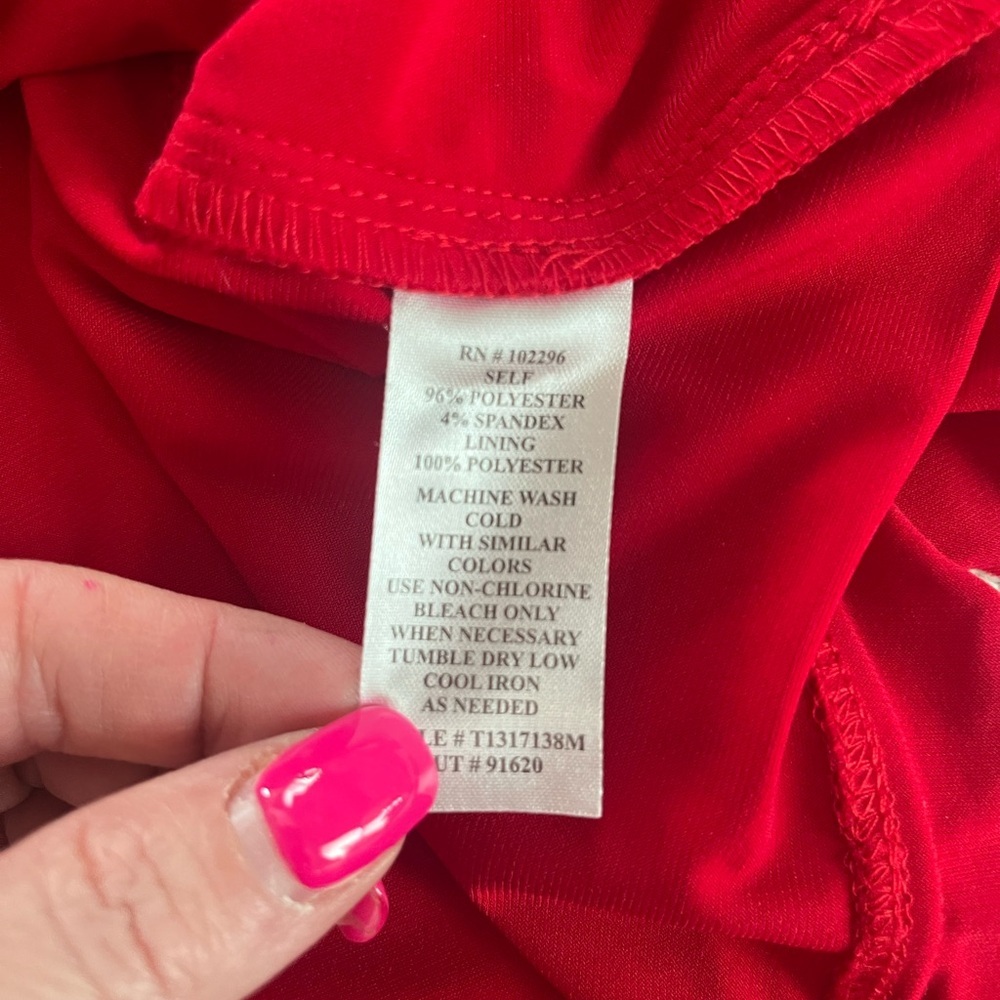 Studio Connection Elegant Red Twist-Detail Women’s Ruffle Sleeve Dress Size 10 - Picture 11 of 16